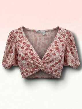 Midnight Sky Floral Balloon Sleeve Crop